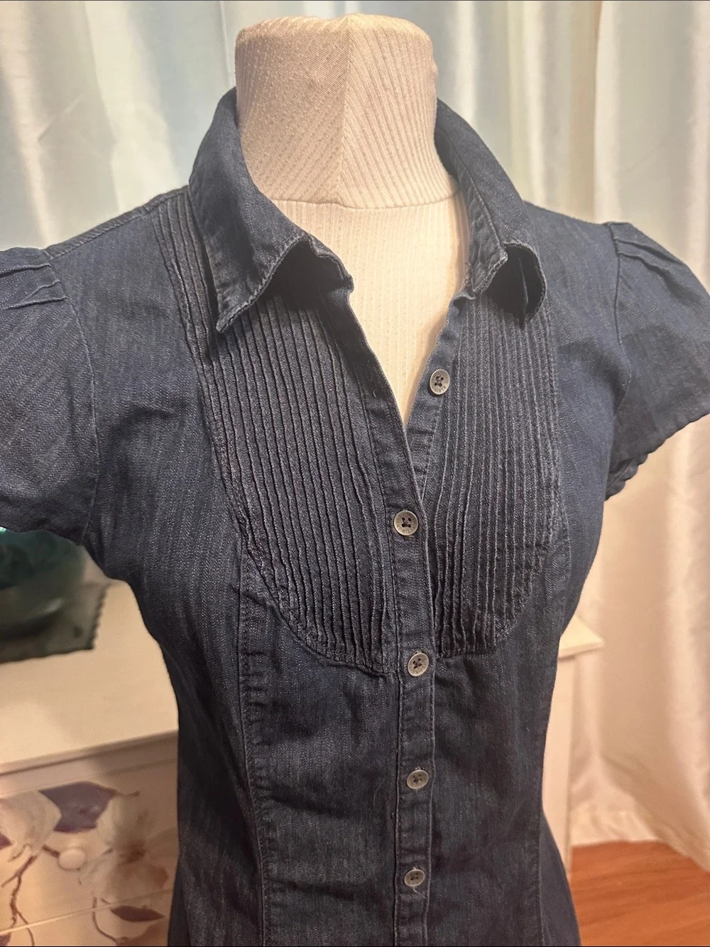 Calvin Klein Dark Blue Denim Shirt Dress - Picture 1 of 5